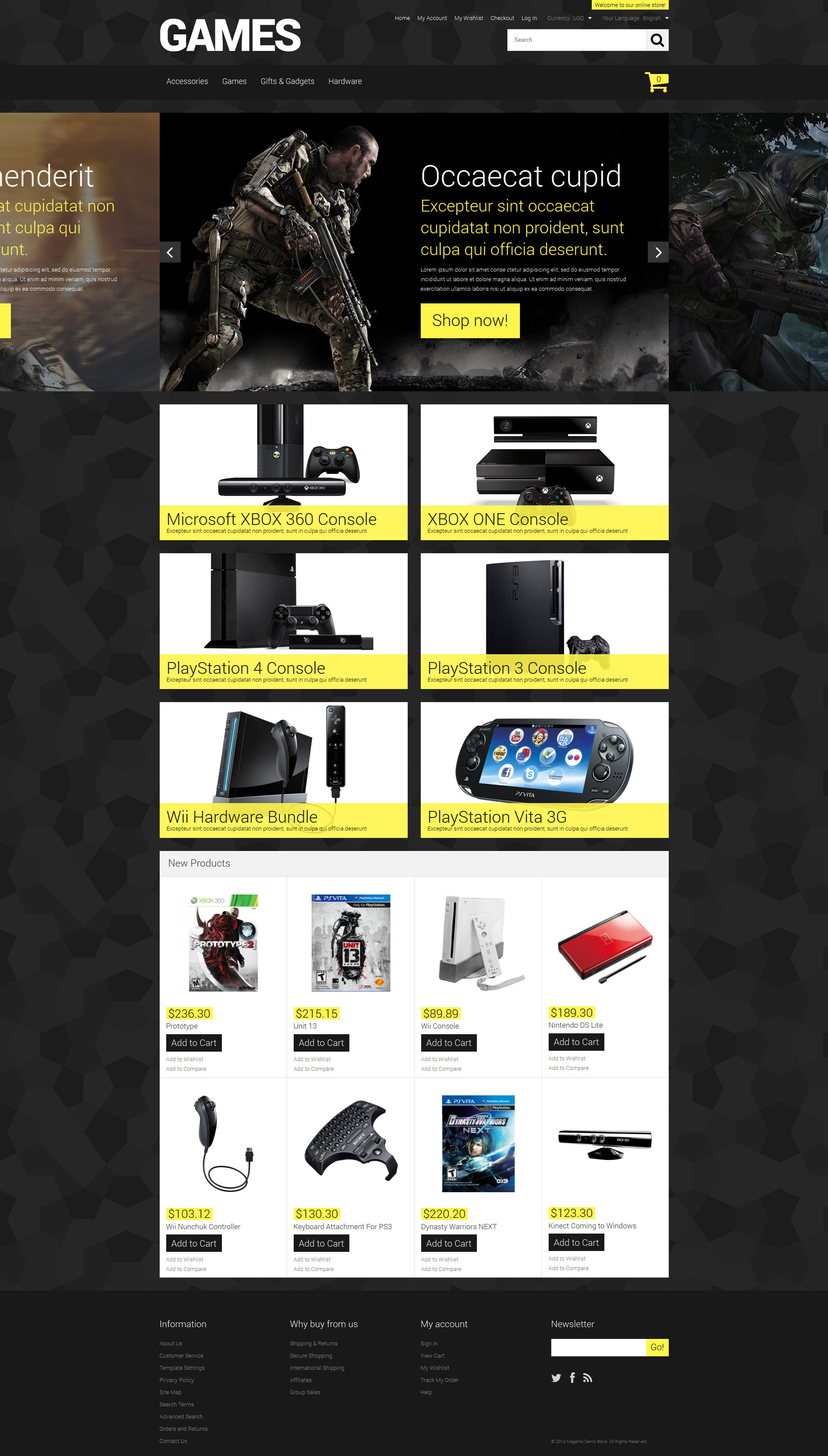 Template Magento Responsive #52165 "Store for Hardcore Gamers" - screenshot