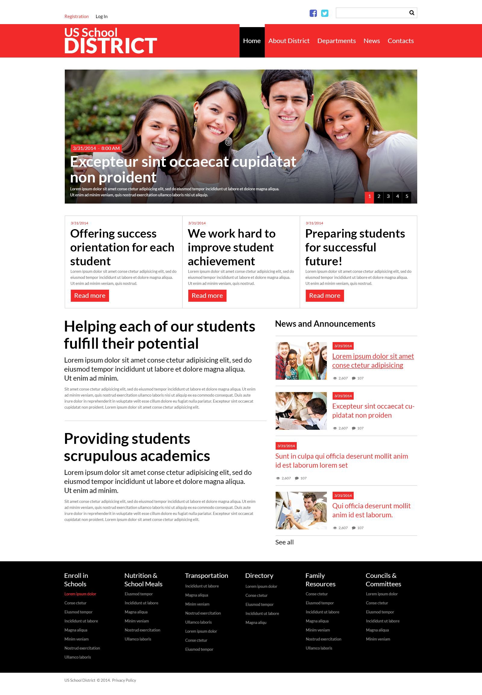 US School District Website Joomla Template - screenshot