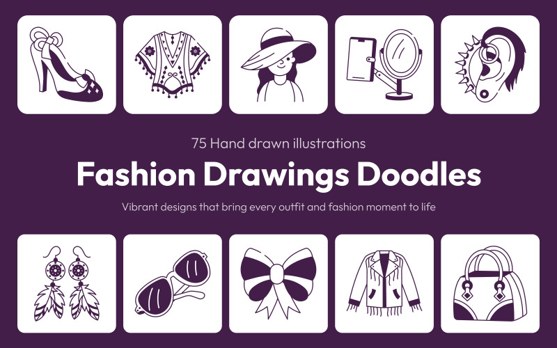 Fashion Drawings Illustration Set Icon Set