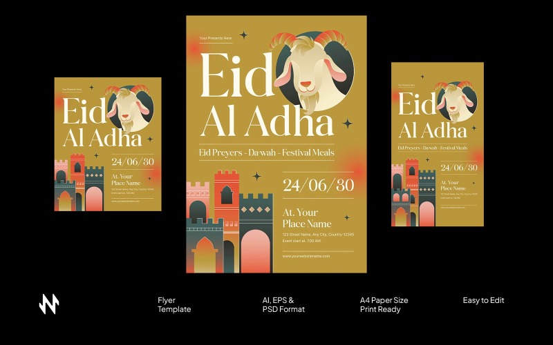 Golden Eid Al-Adha Flyer Template Corporate Identity