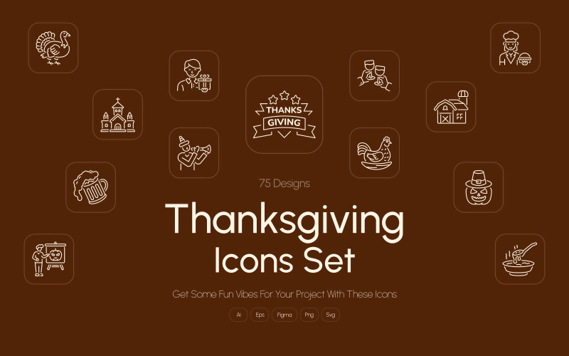 Modern Thanksgiving Icons Collection Icon Set