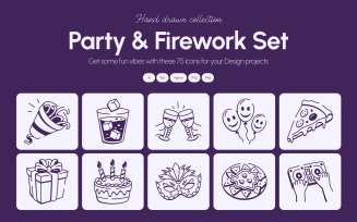 Party and Firework Doodle Set
