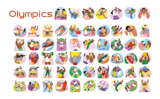 Flat Style Olympic Illustrations Bundle | Summer Games Vector Icons | Sports Clipart PNG SVG
