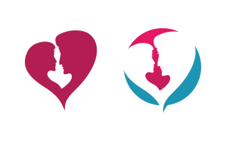 Love care adoption group network and social logo design v.3