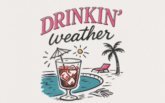 Drinkin' Weather PNG, Varsity Png, Tubing Shirt Png, Trendy Summer Png, Distressed Png, Grunge Png,