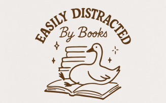 Easily Distracted By Books PNG, Silly Goose Bookish Design, Trendy Book Nerd PNG, Popular Bookish