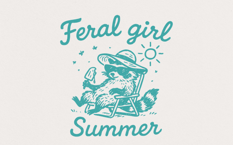 Feral Girl Summer Raccoon Png, Funny Raccoon, Cowgirl Png, Western Digital Download, Summer Graphic Illustration