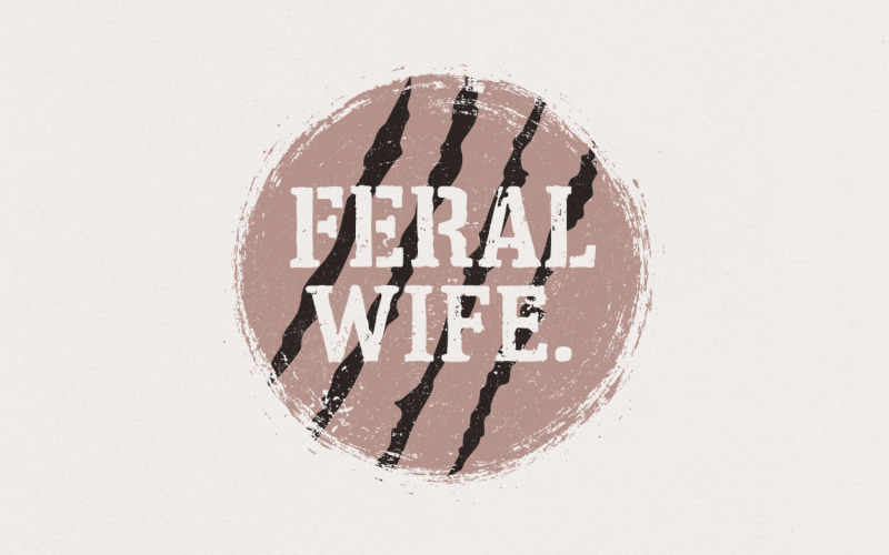 Feral Wife Typography Design PNG, Digital Download, Sublimation Design, Retro Typewriter, Vintage, Illustration