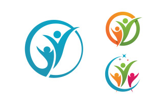 Human care adoption group network and social logo design v.45