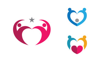 Human care adoption group network and social logo design v.46