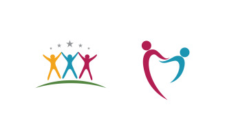 Human care adoption group network and social logo design vv.39