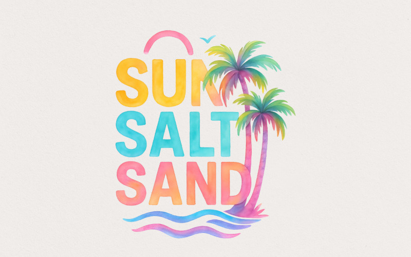 Retro Summer Sun Sublimation Design, Summer Vibes Png, Summer Beach Shirt Png, Sun Sea Salt Sand, Illustration