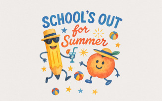 School's Out For Summer png, Digital Art Download, Clip Art Image, Graphic Design Tee, Summer