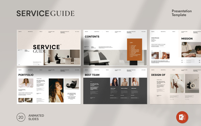 Service Guide Powerpoint Layout PowerPoint Template