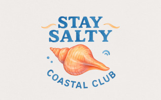 Stay Salty PNG, Coastal Beach Sublimation, Seashell Aesthetic, Retro Summer Design, Boho Coastal
