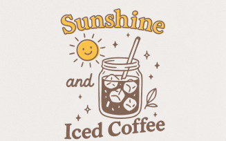 Sunshine & Iced Coffee PNG Digital Download, Instant Download, T-Shirt Design, Summer Graphics,