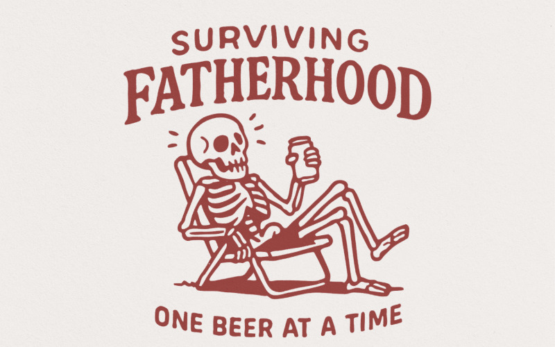 Surviving Fatherhood One Beer At A Time png, Father's Day png, Funny Dad png, Birthday Dad png, Illustration