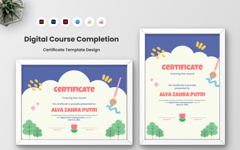 Digital Course Certificate Design Certificate Template