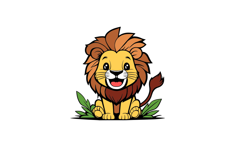 Mascot Cartoon Lion Logo Template