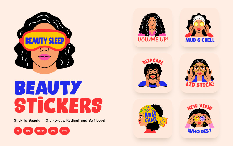 Modern Beauty Stickers Art Set Icon Set