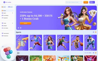 Sports Betting & Casino Home Page Gambling Figma Landing Template