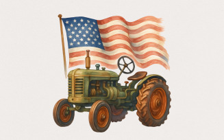 Vintage Patriotic Tractor PNG, American Flag Farm Life Graphic, Independence Day Sublimation,