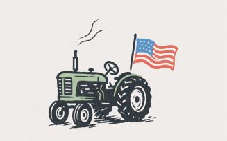 Vintage Tractor American Flag, Patriotic Farm Life PNG, Independence Day, Rustic Country Life, USA