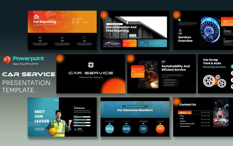 Car Scrap Yard PowerPoint Templates