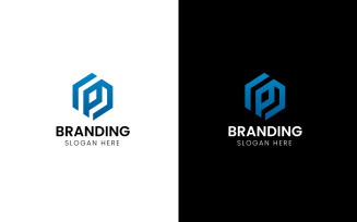 Letter P hexagon company logo-922