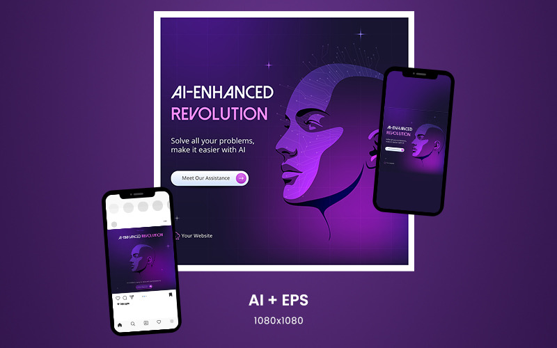 Machine Learning - AI Banners Collection for Social Media Template