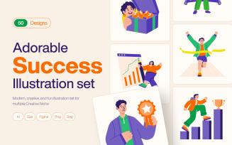 Success Illustration Art Set