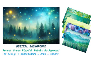 Forest Green Playful Petals Background