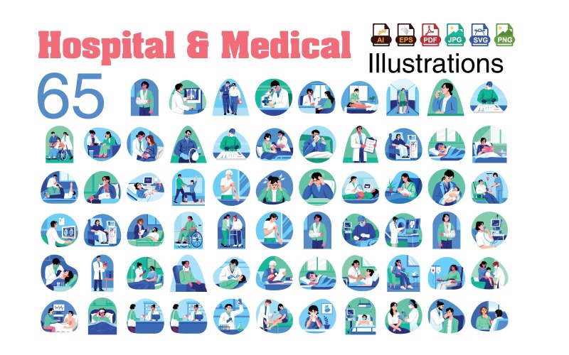 Hospital & Medical Vector Illustrations | Doctor, Nurse, Checkup, Medical lab, Equipment