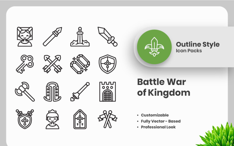 20 Set of Battle War of Kingdom Outline Icon Collection Icon Set