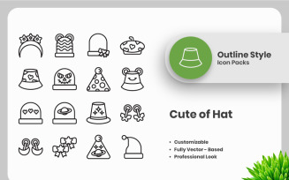 20 Set of Cut of Hat Outline Icon Collection