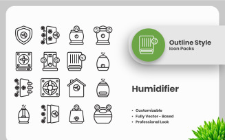 20 Set of Humidifier Outline Icon Collection