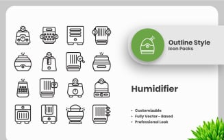 20 Set of Humidifier Vol 2 Outline Icon Collection