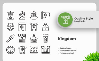 20 Set of Kingdom Outline Icon Collection