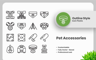 20 Set of Pet Accessories Vol 2 Outline Icon Collection