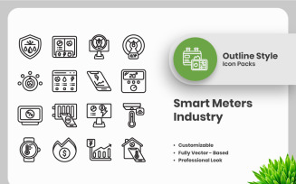 20 Set of Smart Meters Detector Outline Icon Collection