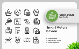 20 Set of Smart Meters Device Outline Icon Collection
