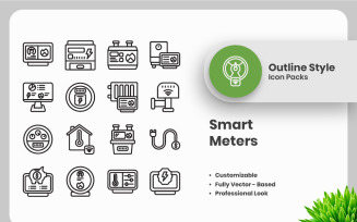 20 Set of Smart Meters Outline Icon Collection