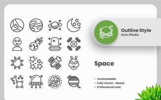 20 Set of Space Outline Icon Collection
