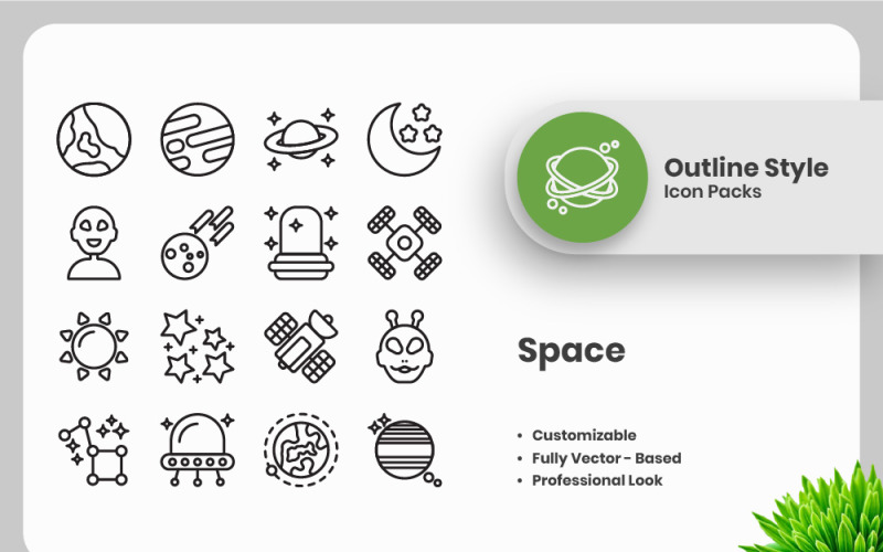 20 Set of Space Outline Icon Collection Icon Set