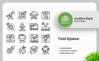 20 Set of Tool Space Outline Icon Collection