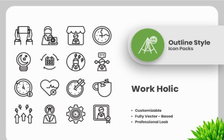 20 Set of Work Holic Vol 2 Outline Icon Collection