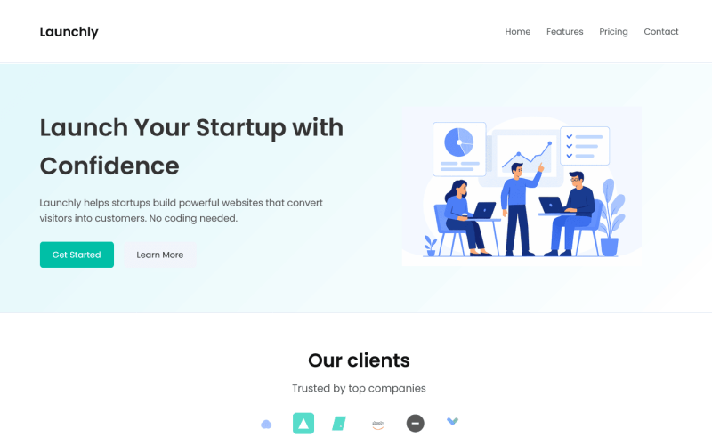 Launchly – Startup Landing Page Template