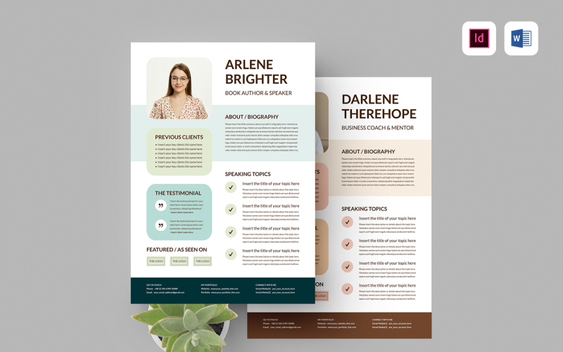 Speaker One Sheet Template Corporate Identity