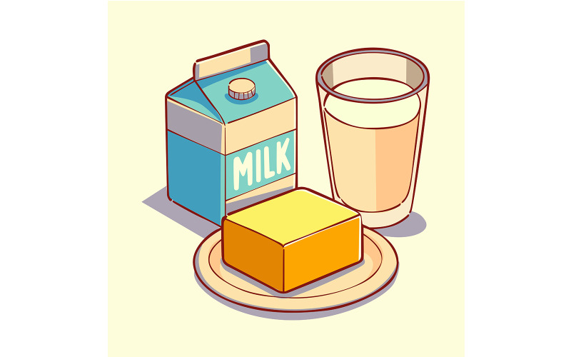 Dairy Products Still Life Illustration
