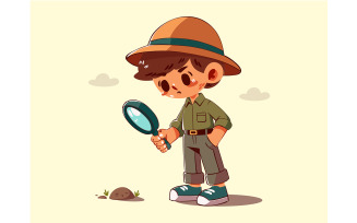 Explorer Character with Magnifying Glass